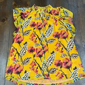 A.L.C Hayley Silk Top In Yellow Floral Print